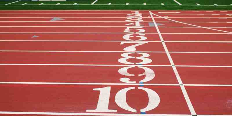 Track field with numbers 1 to 10