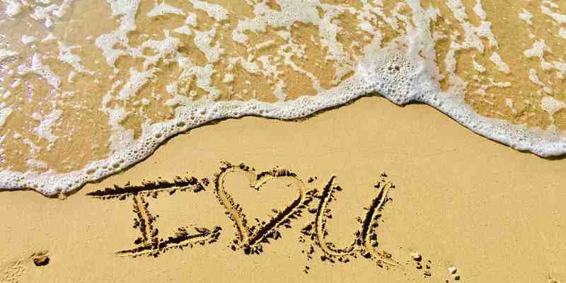 I love you written out on a beach