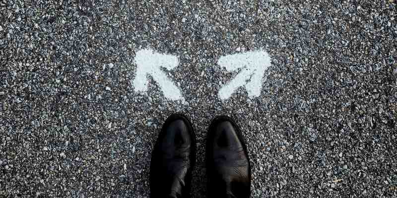 Shoes with arrows pointing in two directions