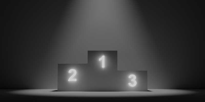 Winner podium with 1, 2 and 3 on it