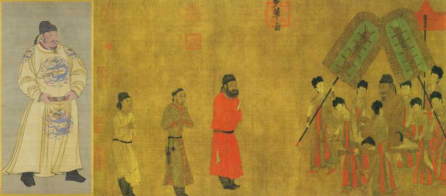 Portrait of Emperor Taizong and painting of chariot diagram, Bu Nian Tu